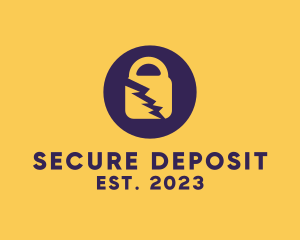 Electric Secure Padlock logo design