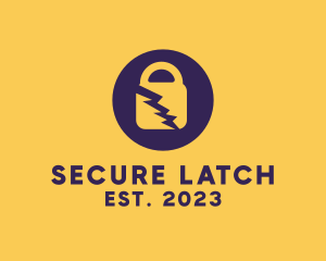 Electric Secure Padlock logo design