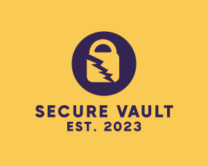 Electric Secure Padlock logo design