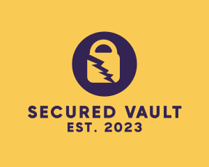 Electric Secure Padlock logo design