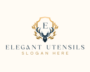 Elegant Deer Antler  logo design