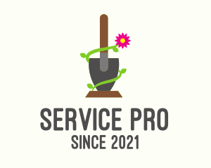 Lawn Service Shovel logo design