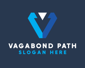 Blue Arrow Letter V logo design