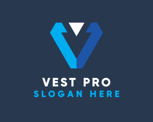 Blue Arrow Letter V logo design