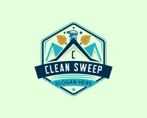 Janitorial Mop Spray Cleaning logo design