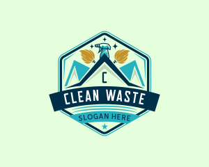 Janitorial Mop Spray Cleaning logo design