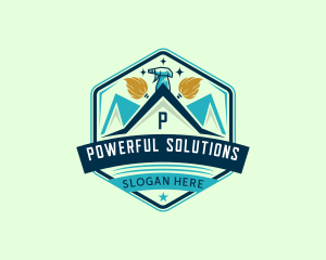 Janitorial Mop Spray Cleaning logo design