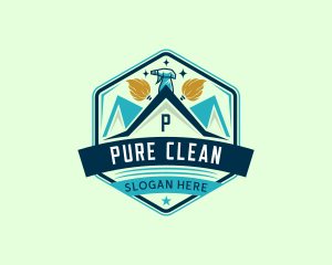 Janitorial Mop Spray Cleaning logo design