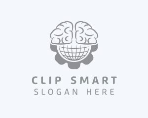 Globe Brain Cogwheel logo design