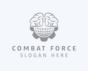 Globe Brain Cogwheel logo