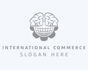 Globe Brain Cogwheel logo design