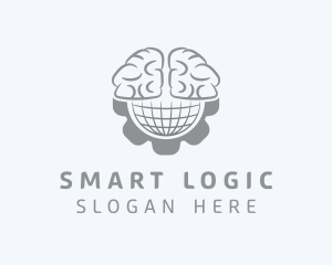 Globe Brain Cogwheel logo design