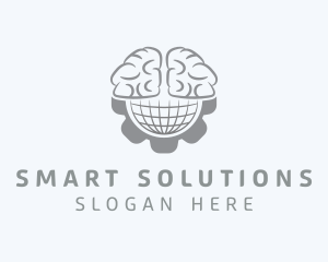 Globe Brain Cogwheel logo design