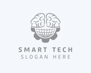 Globe Brain Cogwheel logo design