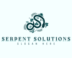 Flower Leaves Serpent logo design