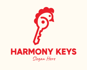 Red Chicken Key logo design