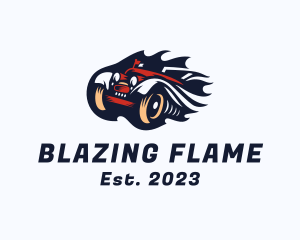 Retro Flame Car logo design