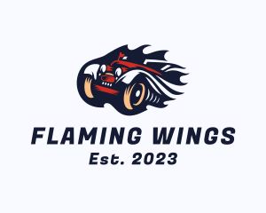 Retro Flame Car logo design