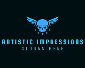 Pilot Skull Wings logo design