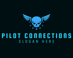 Pilot Skull Wings logo