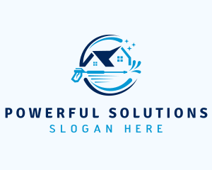 Pressure Washer House Cleaning logo design