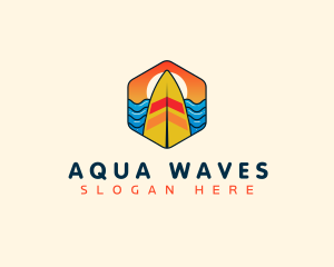 Surfboard Beach Wave logo design