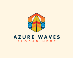 Surfboard Beach Wave logo design