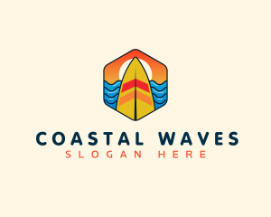 Surfboard Beach Wave logo design