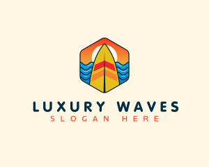 Surfboard Beach Wave logo design