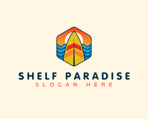 Surfboard Beach Wave logo design