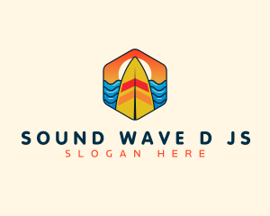 Surfboard Beach Wave logo design