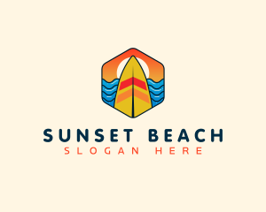 Surfboard Beach Wave logo design