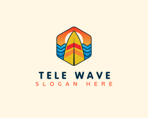 Surfboard Beach Wave logo design