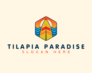 Surfboard Beach Wave logo design