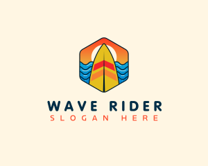 Surfboard Beach Wave logo design