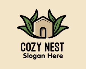 Leaf Nest Greenhouse Cabin logo design