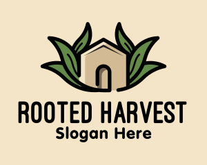 Leaf Nest Greenhouse Cabin logo design