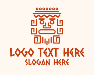 Aztec Head Statue Logo