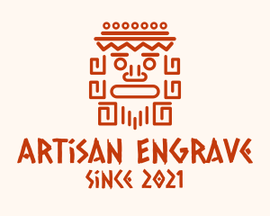 Aztec Head Statue logo design