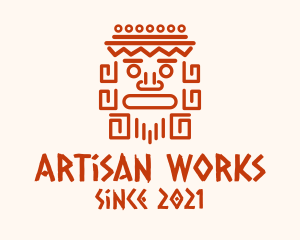 Aztec Head Statue logo design