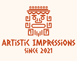 Aztec Head Statue logo design