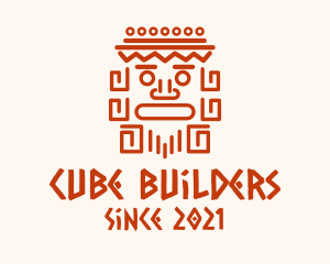 Aztec Head Statue logo design