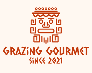 Aztec Head Statue logo design