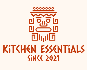 Aztec Head Statue logo design