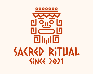 Aztec Head Statue logo design