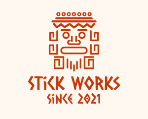 Aztec Head Statue logo design