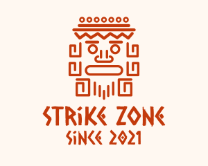 Aztec Head Statue logo design