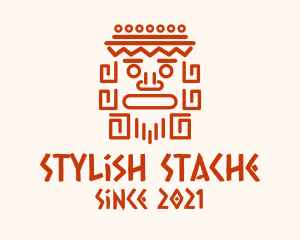 Aztec Head Statue logo design