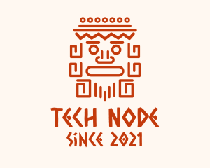 Aztec Head Statue logo design