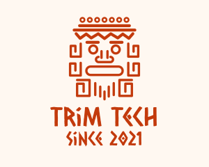 Aztec Head Statue logo design